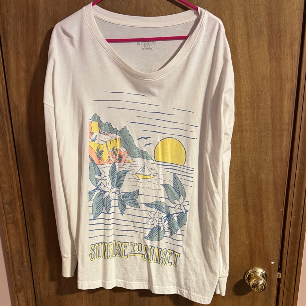 Natural Reflections Cream Long Sleeve Tee with Graphic